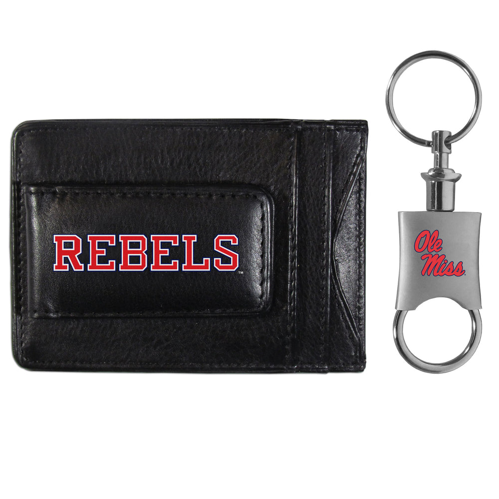 Mississippi Rebels Leather Cash & Cardholder & Valet Key Chain - Mississippi Rebels
