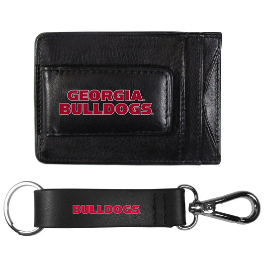 Georgia Bulldogs Leather Cash & Cardholder & Strap Key Chain - Georgia Bulldogs