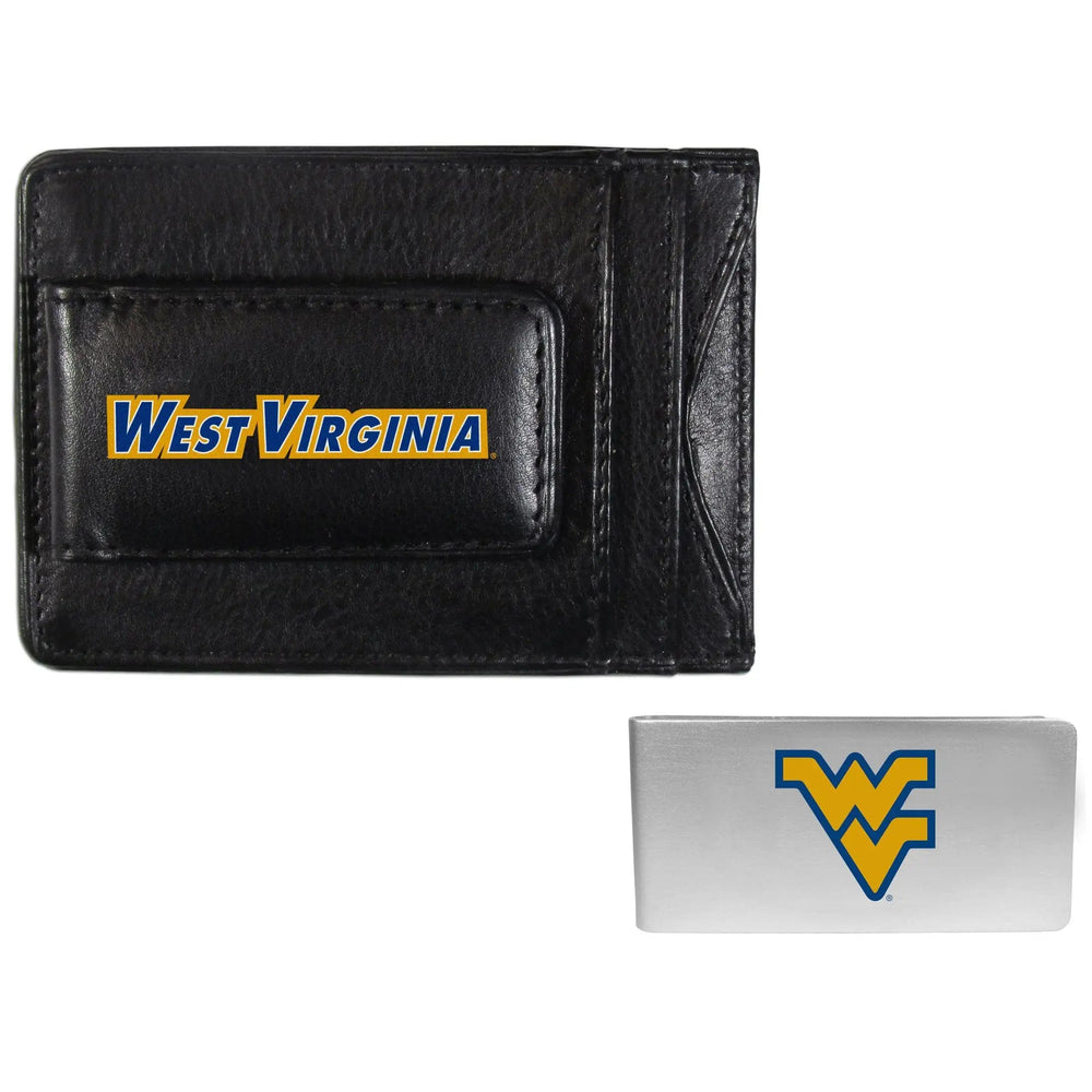 W. Virginia Mountaineers Leather Cash & Cardholder & Money Clip - W. Virginia Mountaineers