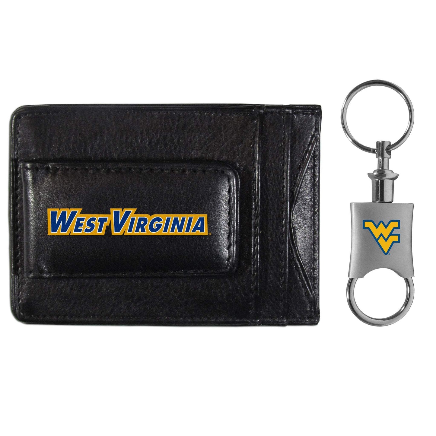 W. Virginia Mountaineers Leather Cash & Cardholder & Valet Key Chain - W. Virginia Mountaineers - Flyclothing LLC