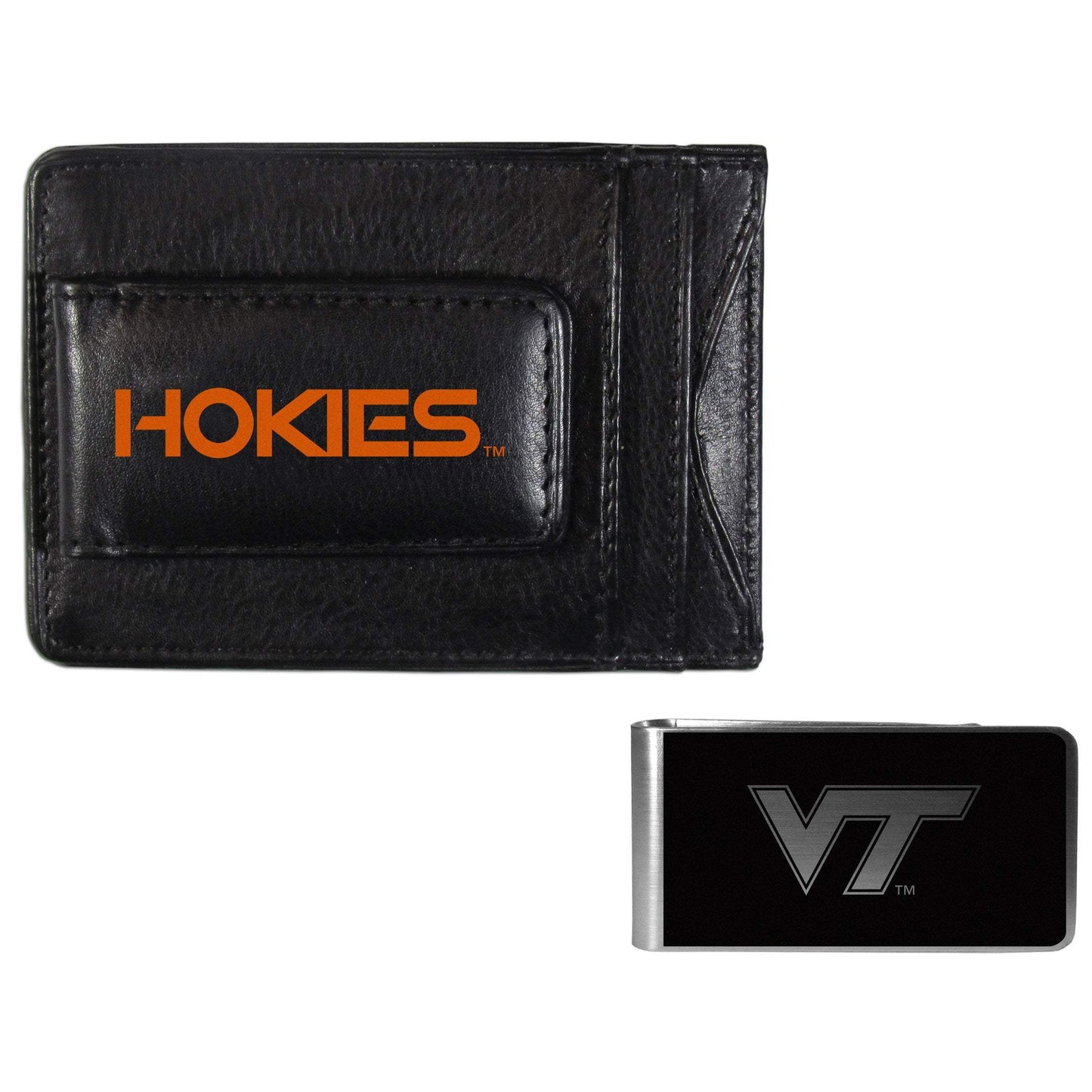 Virginia Tech Hokies Leather Cash & Cardholder & Black Money Clip - Virginia Tech Hokies - Flyclothing LLC
