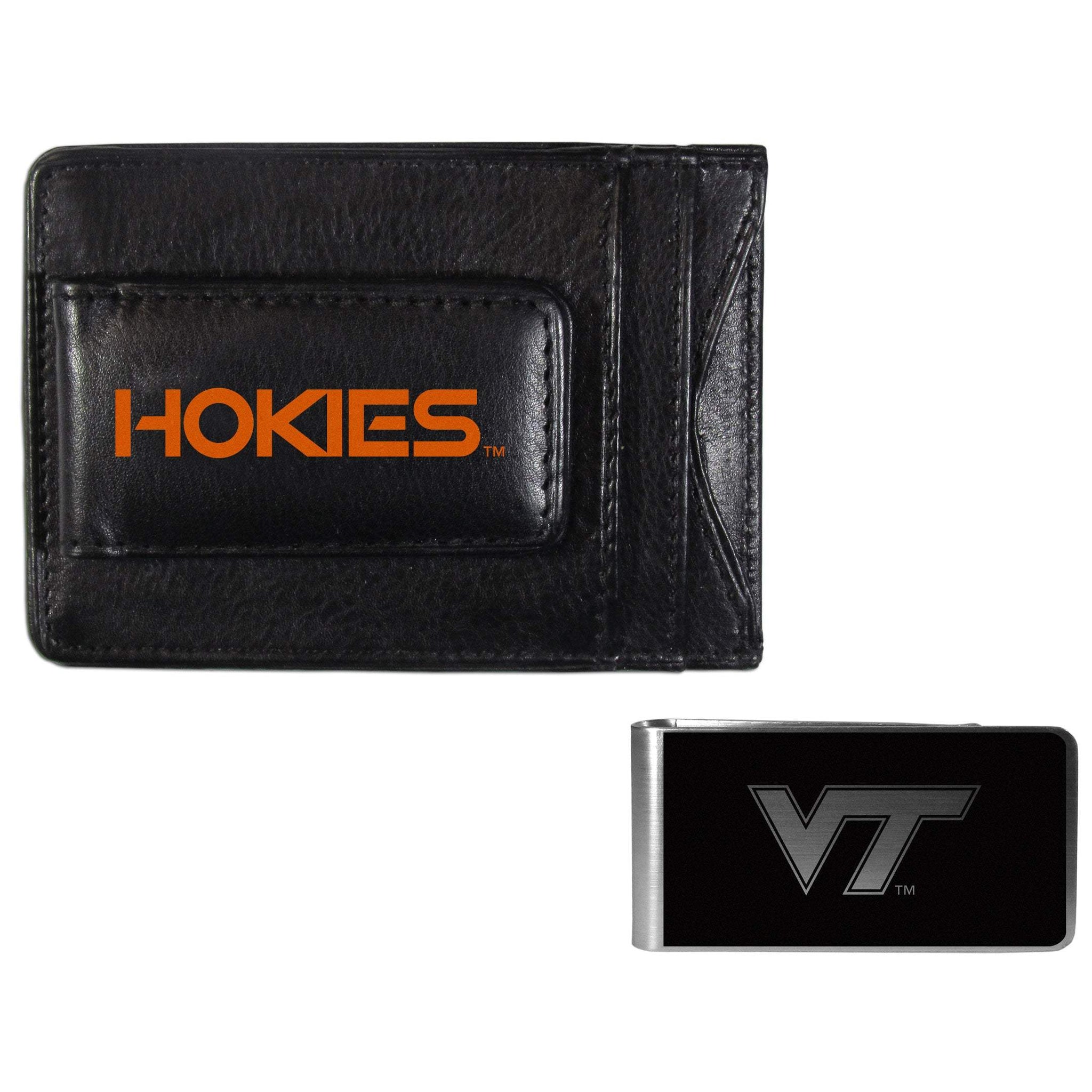Virginia Tech Hokies Leather Cash & Cardholder & Black Money Clip - Virginia Tech Hokies - Flyclothing LLC
