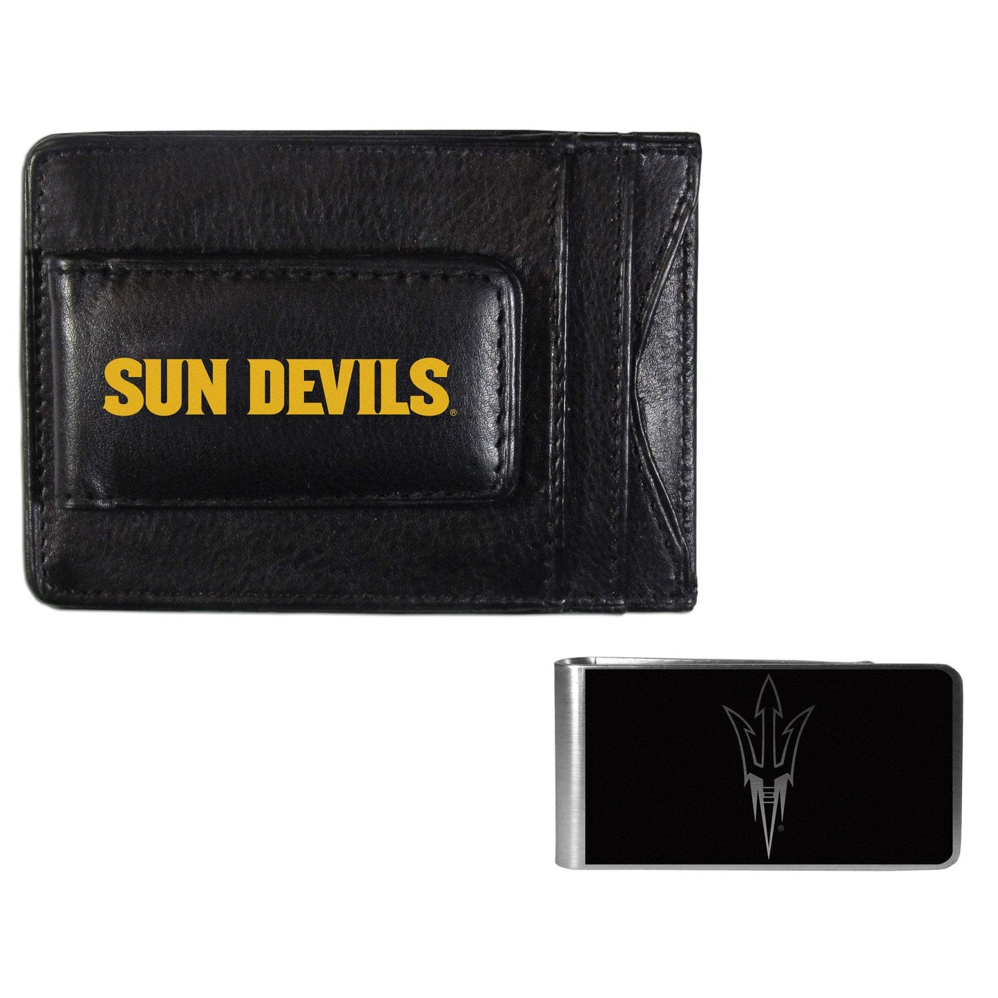 Arizona St. Sun Devils Leather Cash & Cardholder & Black Money Clip - Arizona St. Sun Devils - Flyclothing LLC