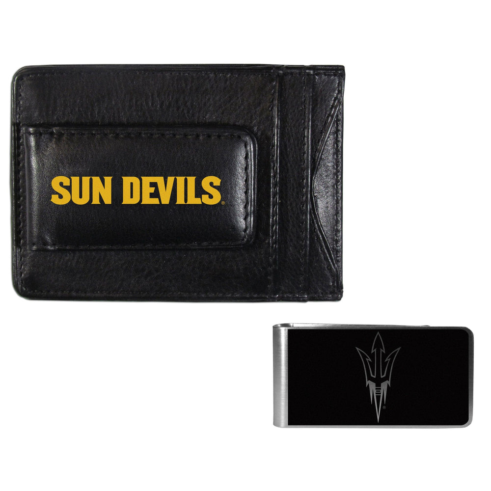 Arizona St. Sun Devils Leather Cash & Cardholder & Black Money Clip - Arizona St. Sun Devils