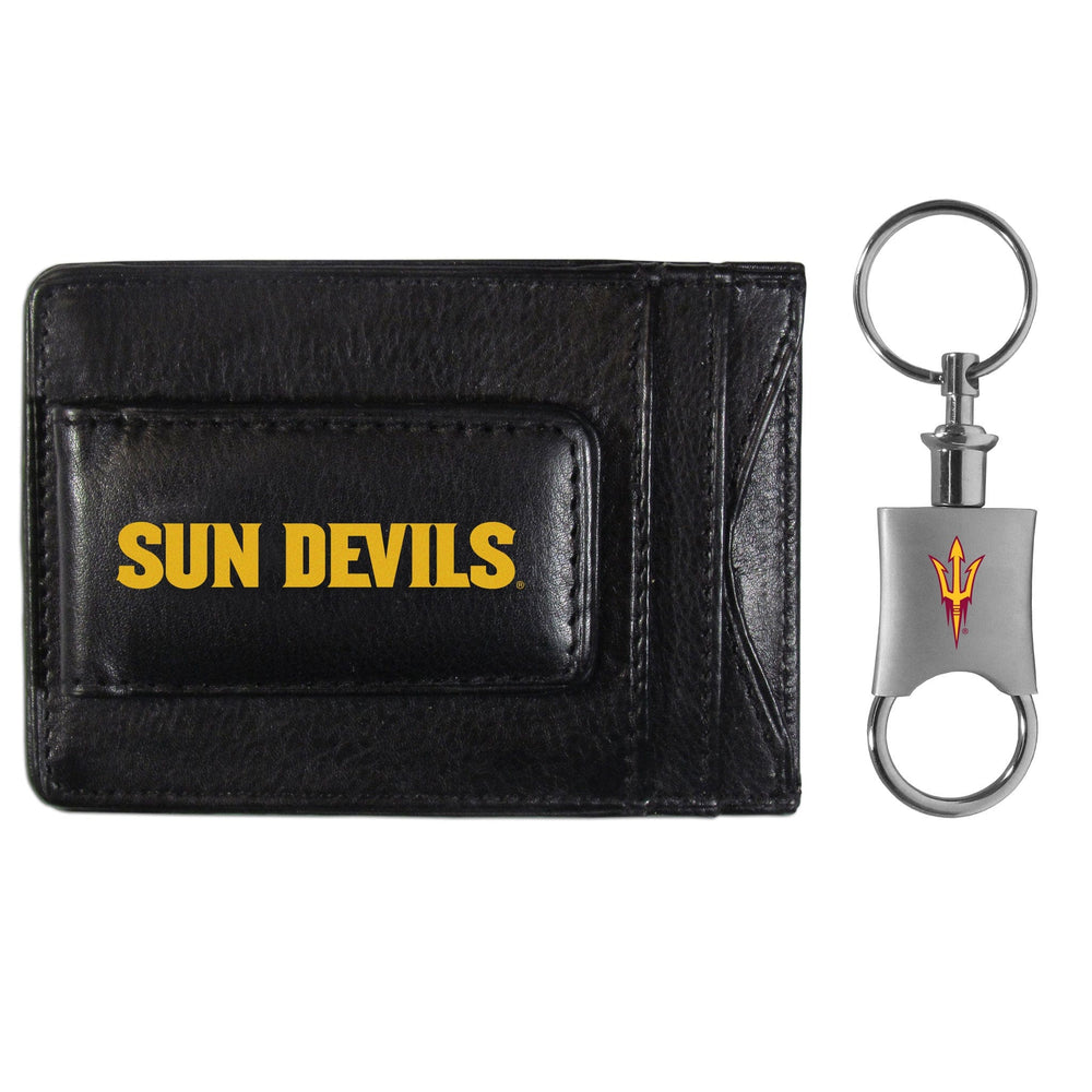 Arizona St. Sun Devils Leather Cash & Cardholder & Valet Key Chain - Arizona St. Sun Devils