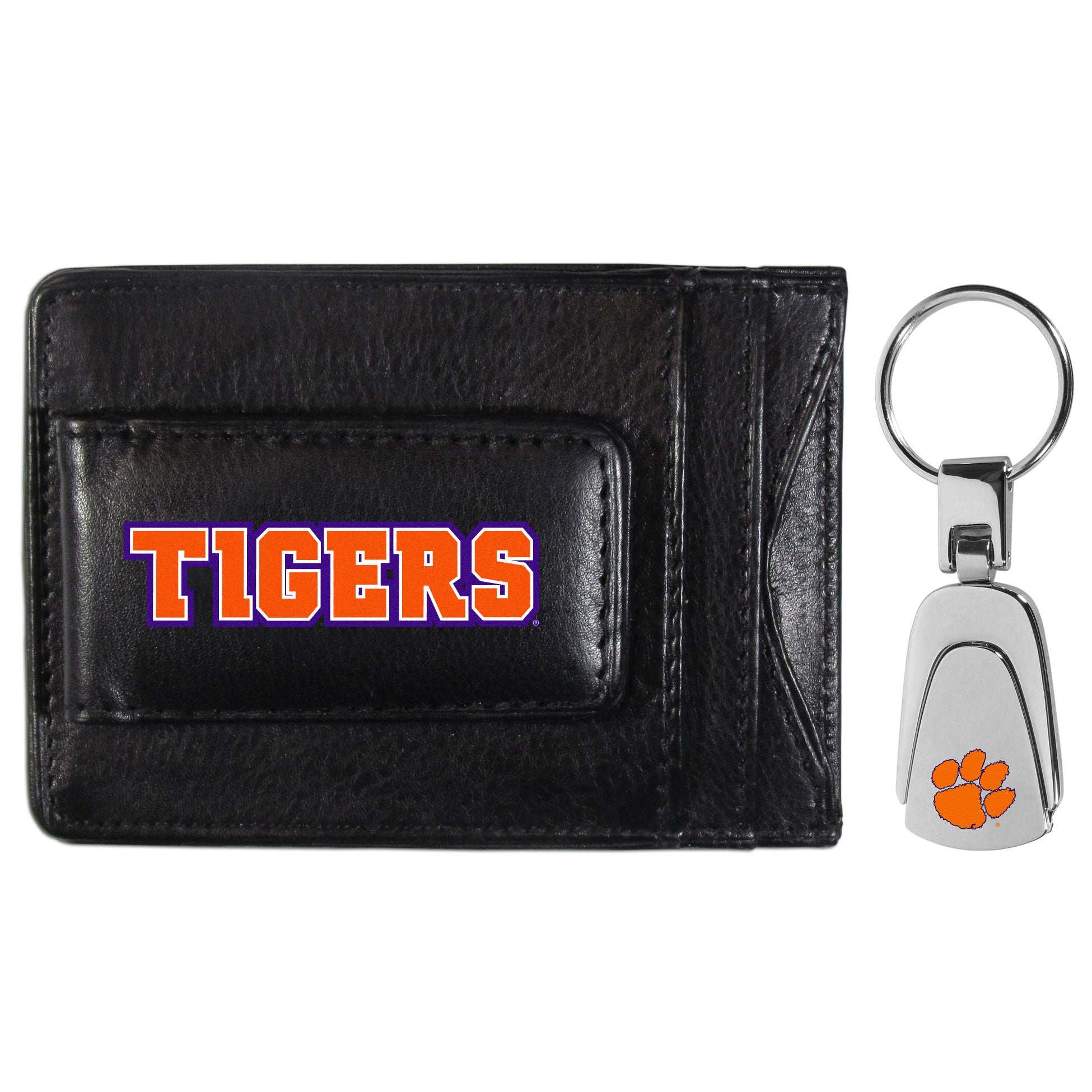 Clemson Tigers Leather Cash & Cardholder & Steel Key Chain - Clemson Tigers - Flyclothing LLC