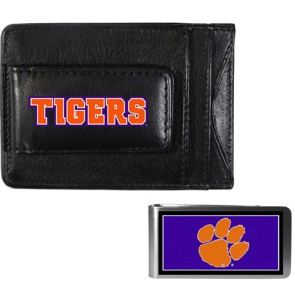 Clemson Tigers Leather Cash & Cardholder & Color Money Clip - Clemson Tigers