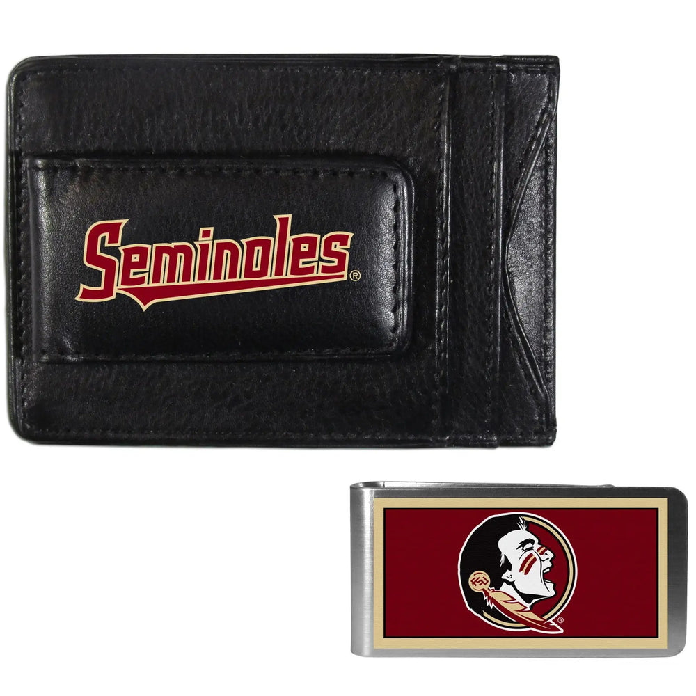 Florida St. Seminoles Leather Cash & Cardholder & Color Money Clip - Florida St. Seminoles