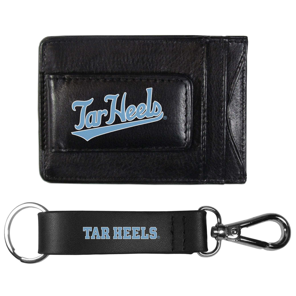 N. Carolina Tar Heels Leather Cash & Cardholder & Strap Key Chain - N. Carolina Tar Heels
