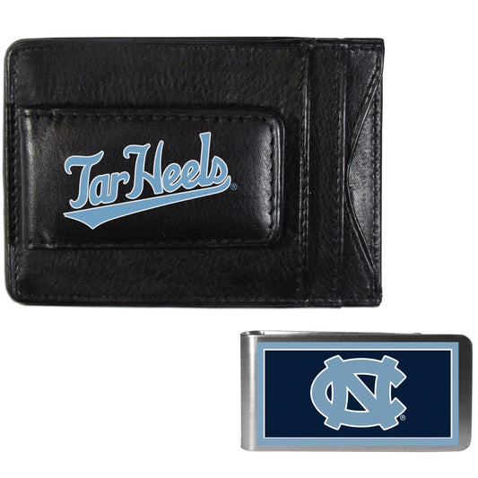 N. Carolina Tar Heels Leather Cash & Cardholder & Color Money Clip - N. Carolina Tar Heels