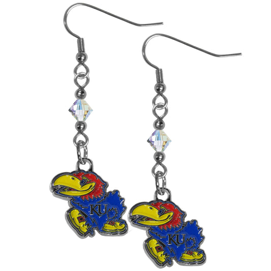 Kansas Jayhawks Crystal Dangle Earrings - Kansas Jayhawks - Flyclothing LLC