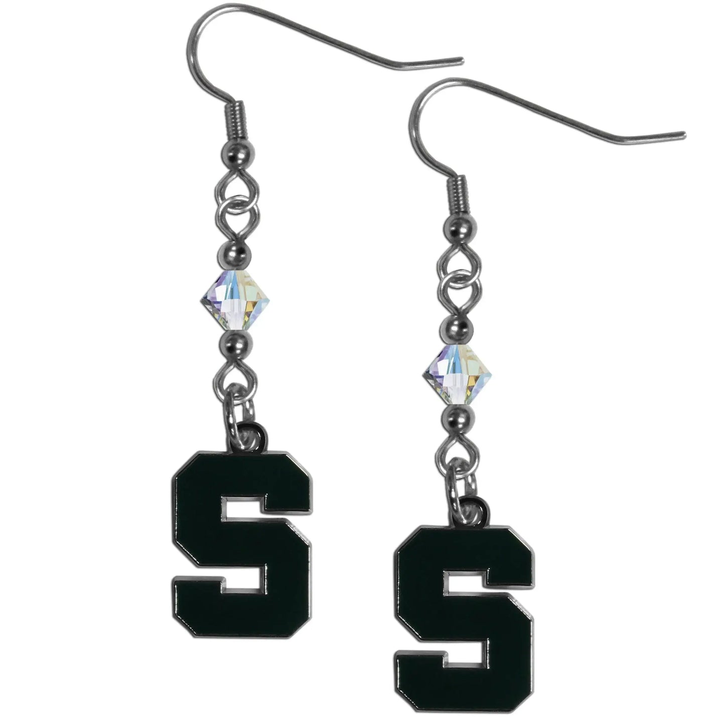 Michigan St. Spartans Crystal Dangle Earrings - Michigan St. Spartans - Flyclothing LLC
