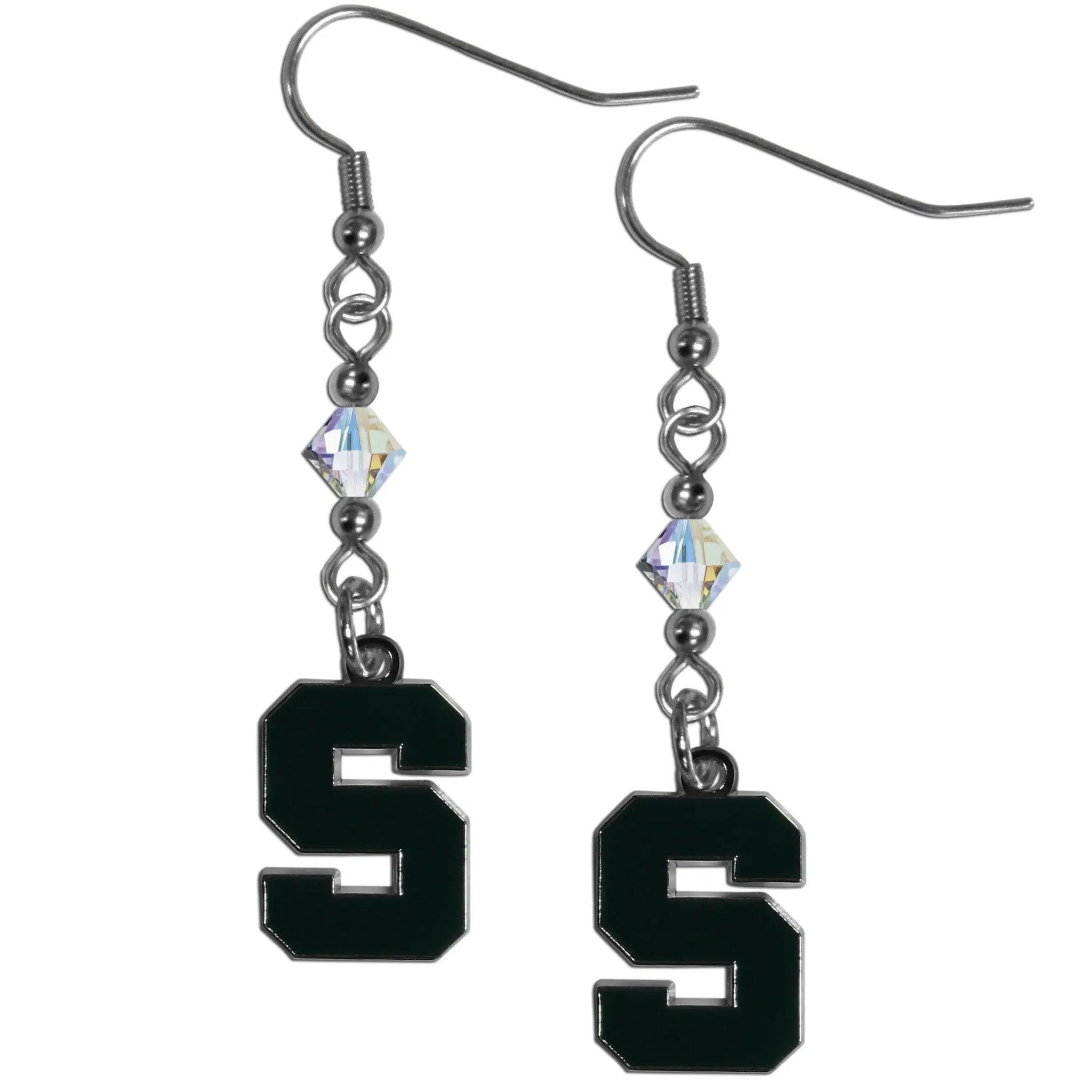 Michigan St. Spartans Crystal Dangle Earrings - Michigan St. Spartans - Flyclothing LLC