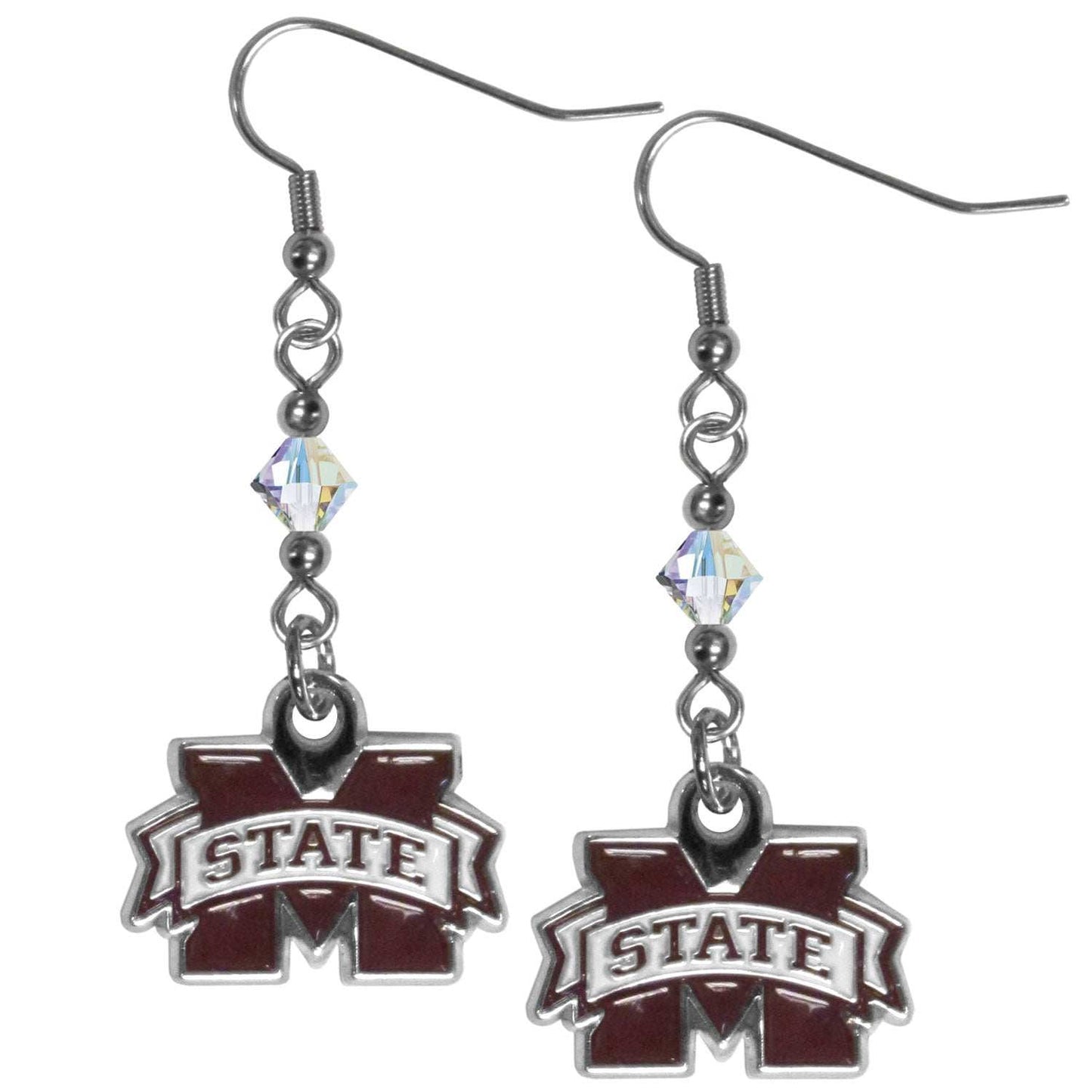 Mississippi St. Bulldogs Crystal Dangle Earrings - Mississippi St. Bulldogs - Flyclothing LLC