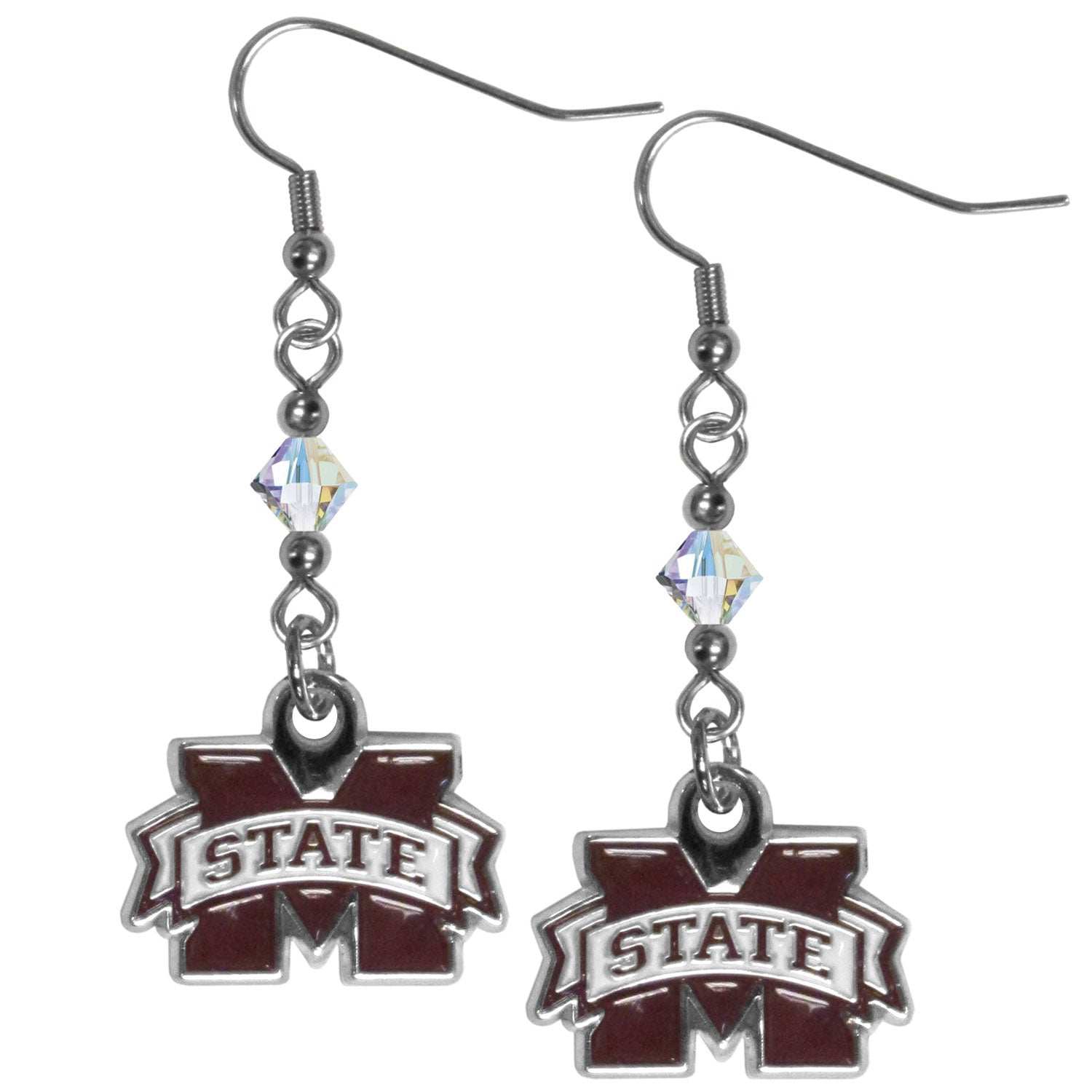 Mississippi St. Bulldogs Crystal Dangle Earrings - Mississippi St. Bulldogs - Flyclothing LLC