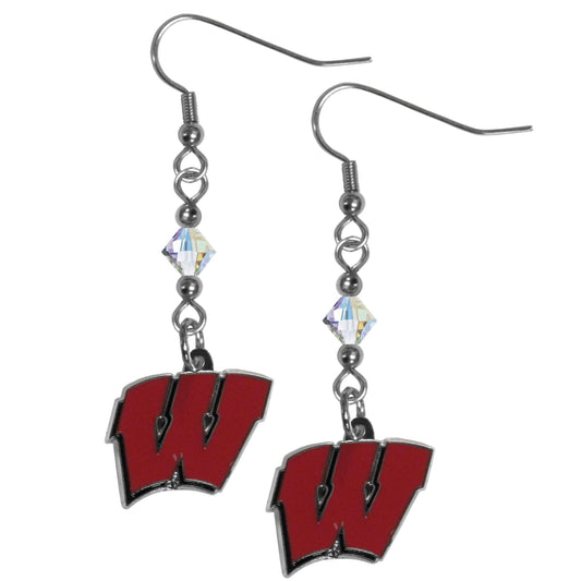 Wisconsin Badgers Crystal Dangle Earrings - Wisconsin Badgers - Flyclothing LLC