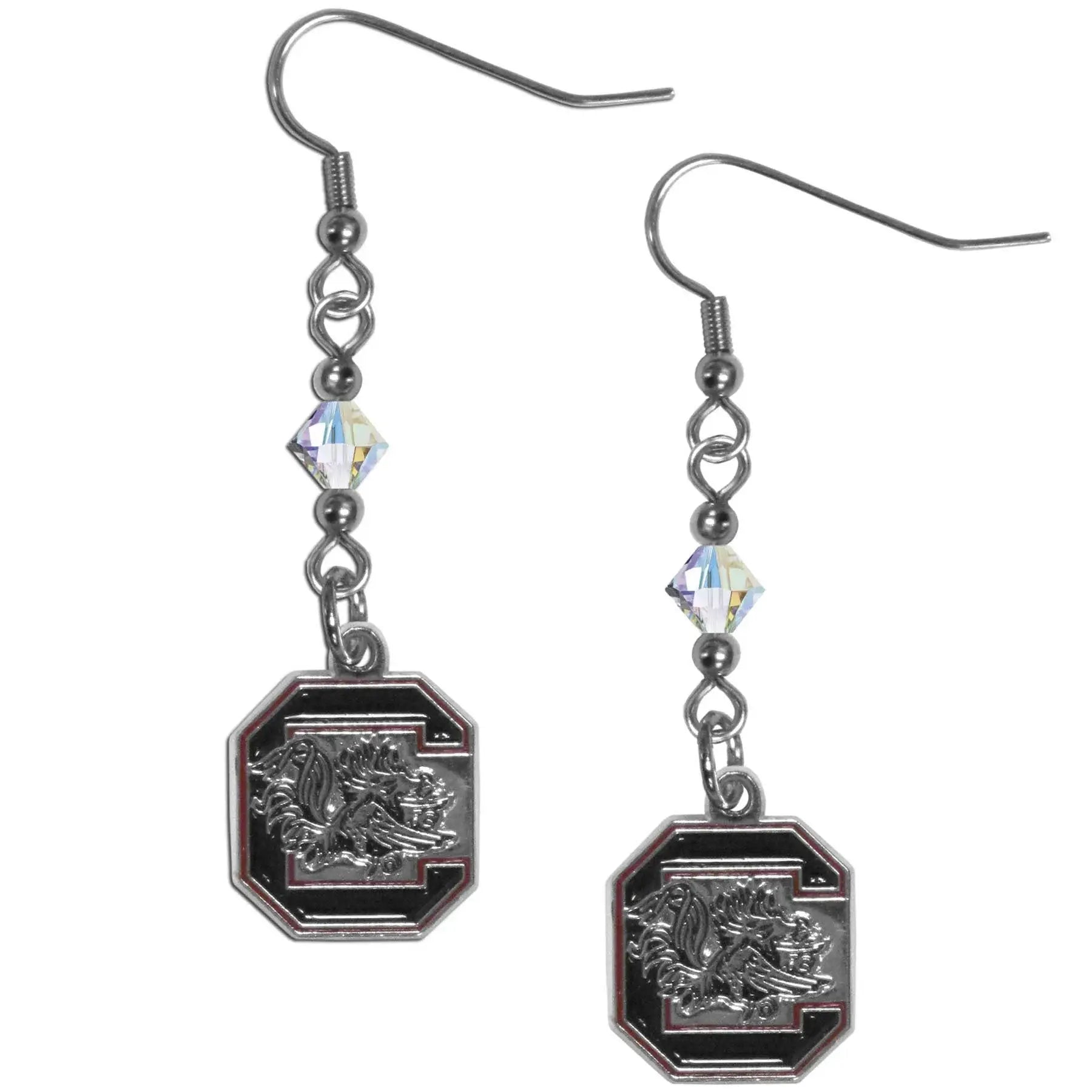 S. Carolina Gamecocks Crystal Dangle Earrings - S. Carolina Gamecocks - Flyclothing LLC
