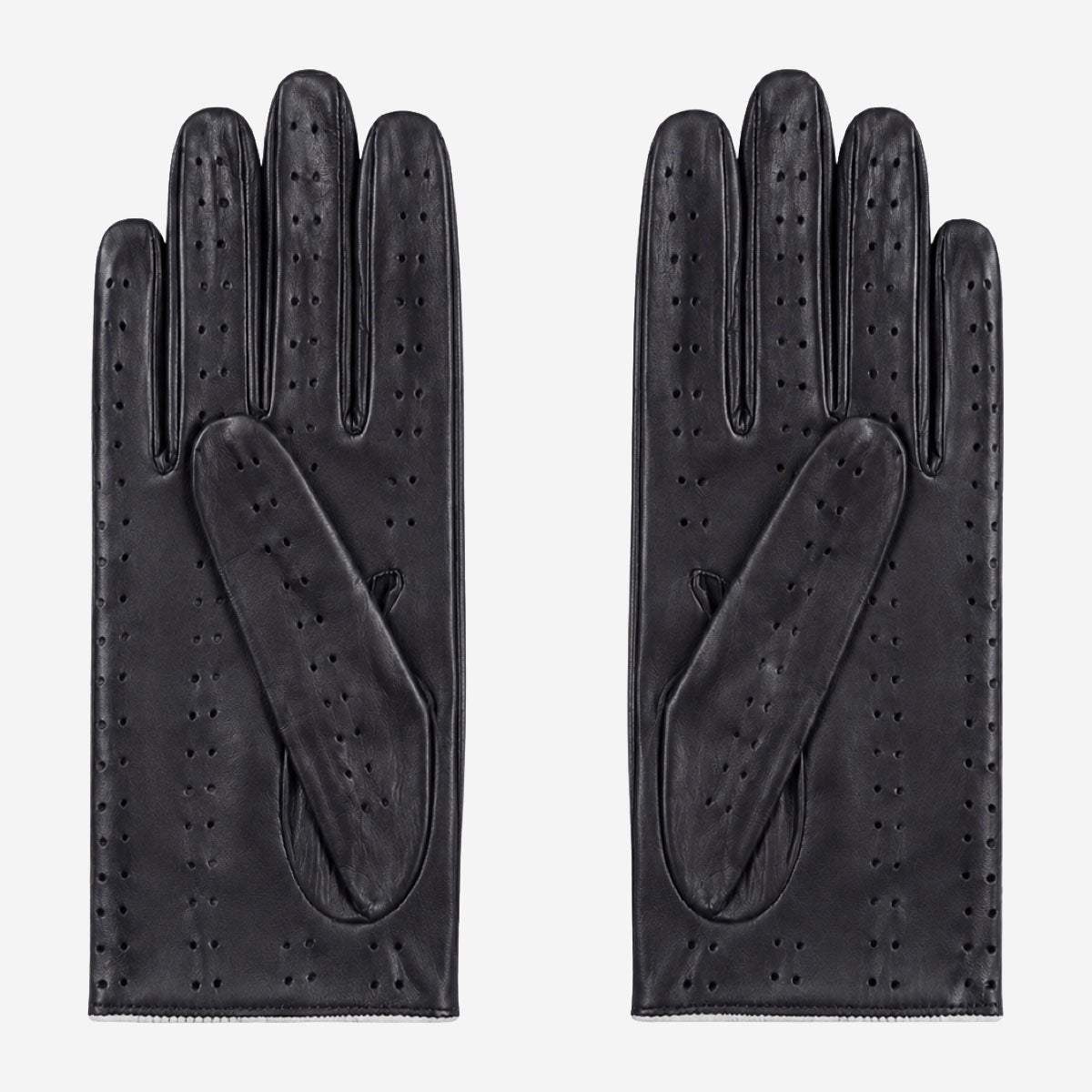 CD4050 (black/white) - Women’s Italian lambskin driving gloves with contrast trim - Leather Gloves Online - Flyclothing LLC