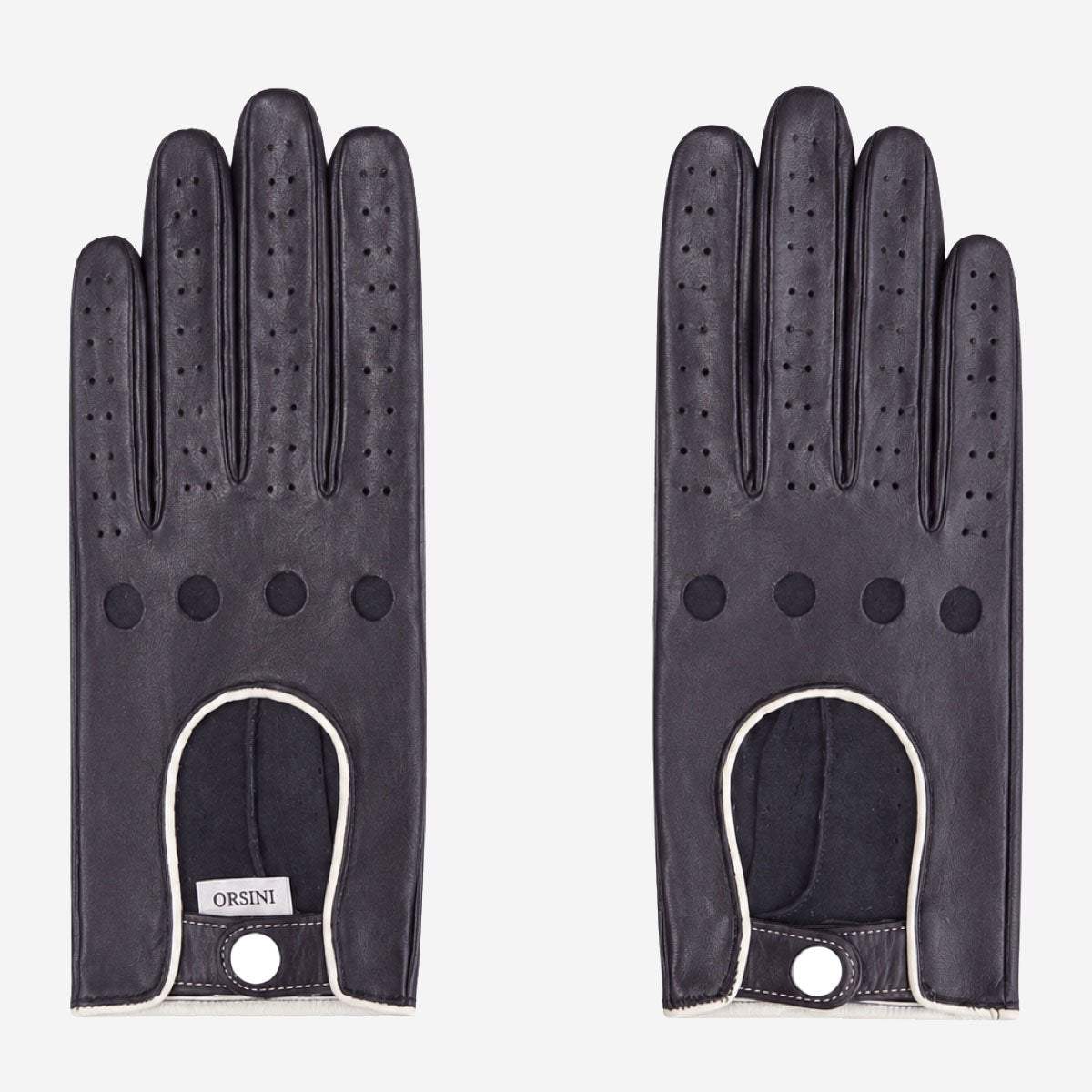 CD4050 (black/white) - Women’s Italian lambskin driving gloves with contrast trim - Leather Gloves Online - Flyclothing LLC