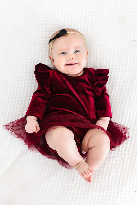 Cranberry Velvet Tutu Bodysuit - Mila & Rose ® - Flyclothing LLC