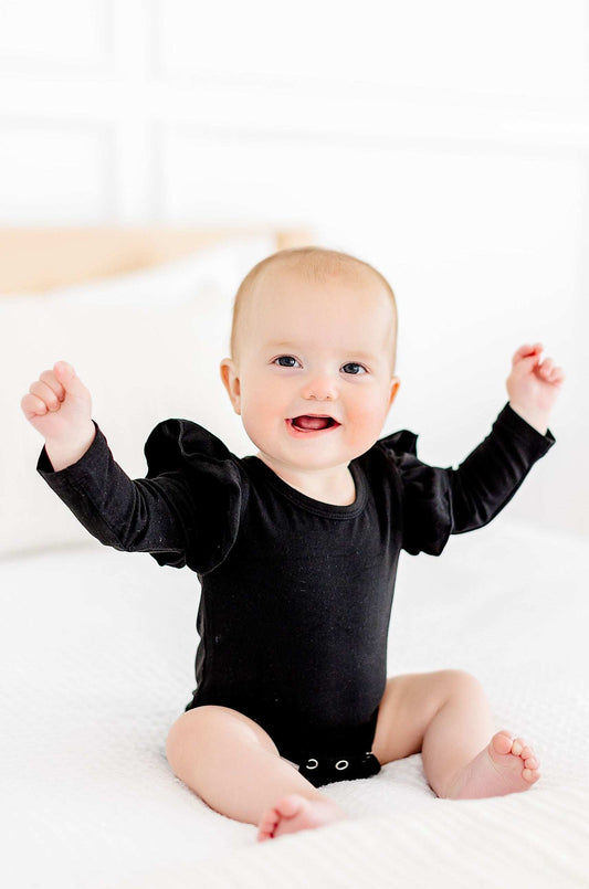 Black L/S Flutter Bodysuit - Mila & Rose ® - Flyclothing LLC