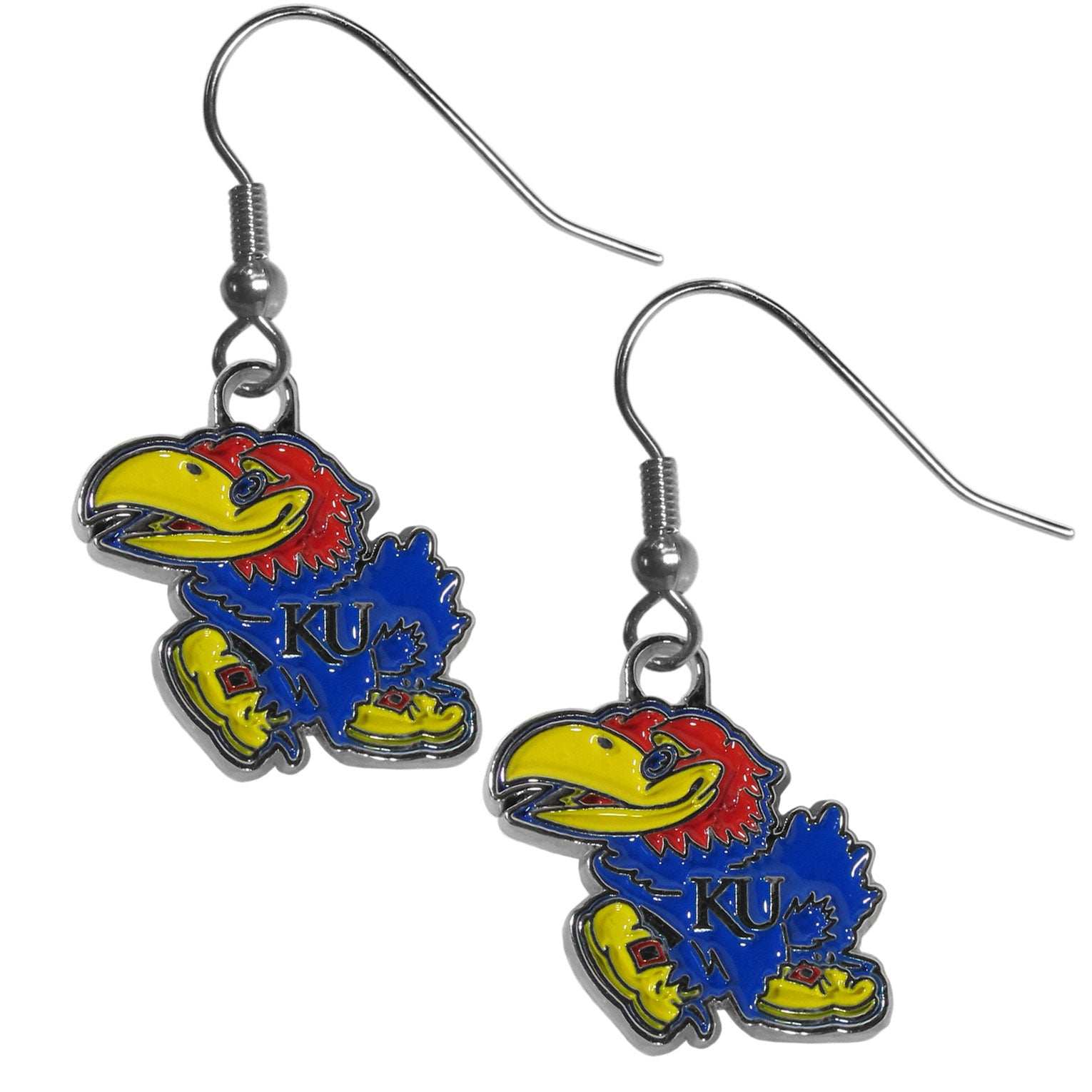 Kansas Jayhawks Chrome Dangle Earrings - Kansas Jayhawks - Flyclothing LLC