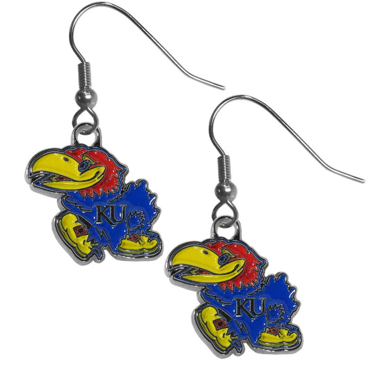 Kansas Jayhawks Chrome Dangle Earrings - Kansas Jayhawks - Flyclothing LLC