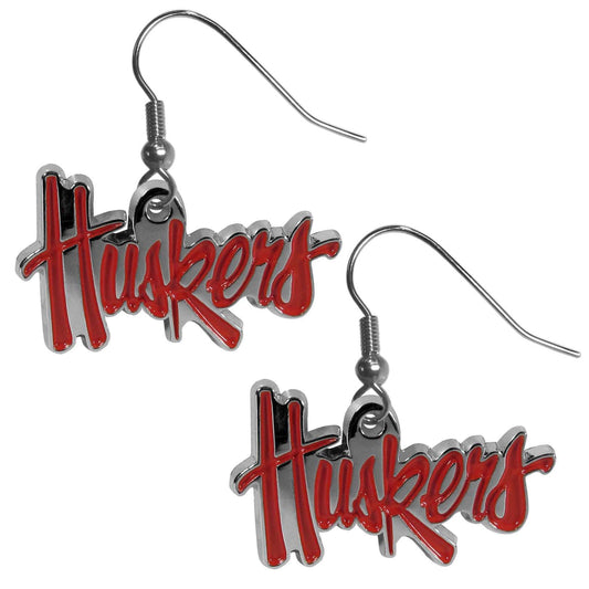 Nebraska Cornhuskers Chrome Dangle Earrings - Nebraska Cornhuskers - Flyclothing LLC