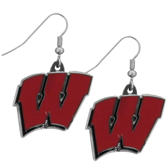 Wisconsin Badgers Chrome Dangle Earrings - Wisconsin Badgers - Flyclothing LLC