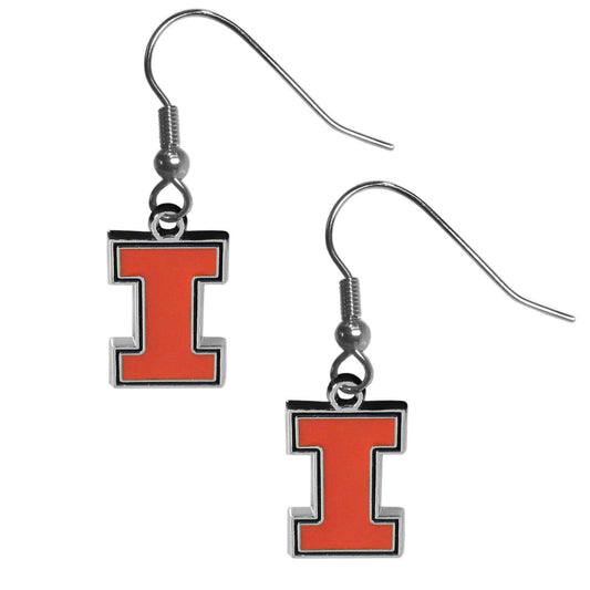 Illinois Fighting Illini Chrome Dangle Earrings - Illinois Fighting Illini - Flyclothing LLC