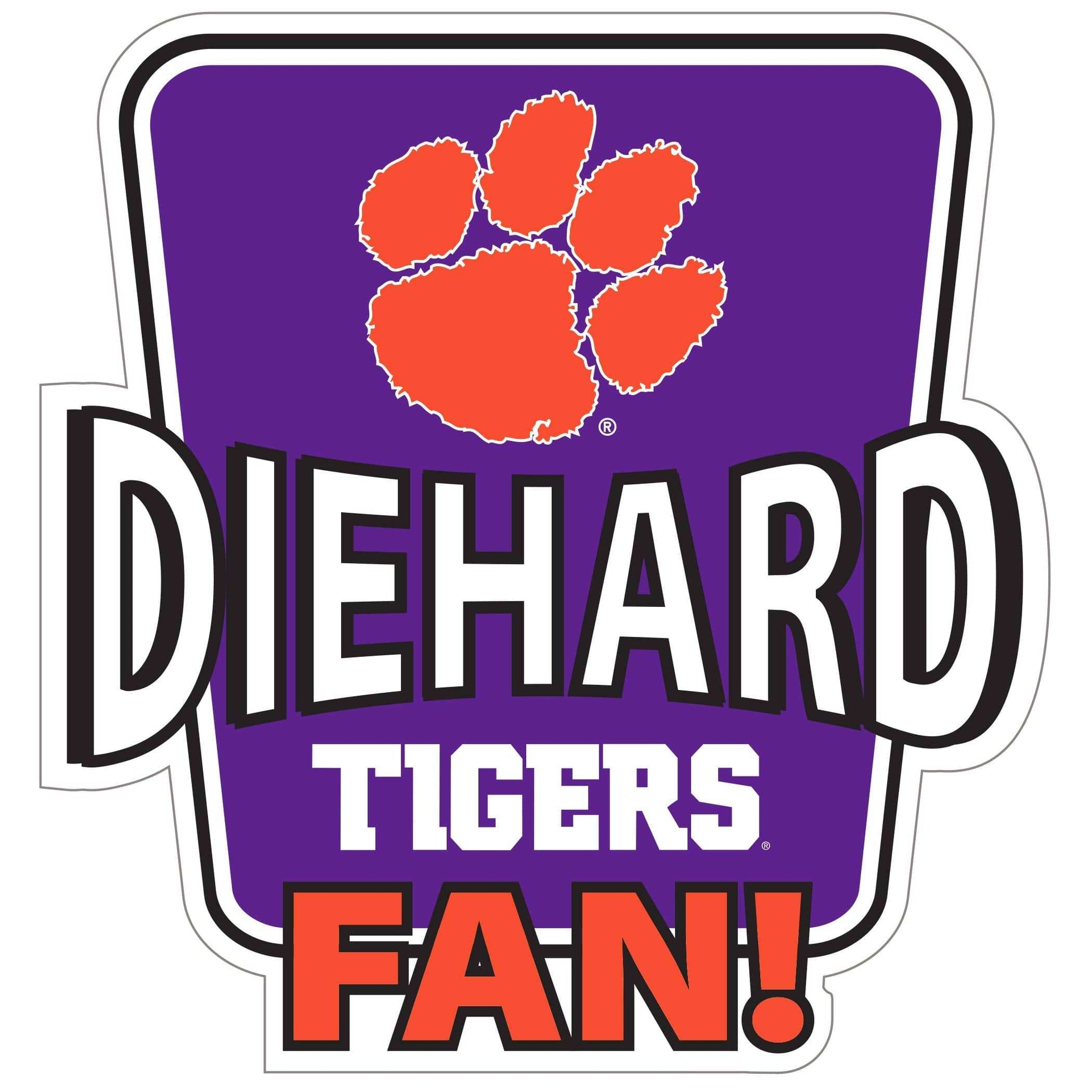 Clemson Tigers Die-Hard Fan Auto Decal - Clemson Tigers - Flyclothing LLC