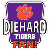 Clemson Tigers Die-Hard Fan Auto Decal - Clemson Tigers