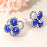 Pearl Cluster Flower Evening Clip On Earrings - Madeline Love - Flyclothing LLC