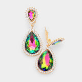 Crystal Pave Trim Teardrop clip on Earrings - Madeline Love - Flyclothing LLC