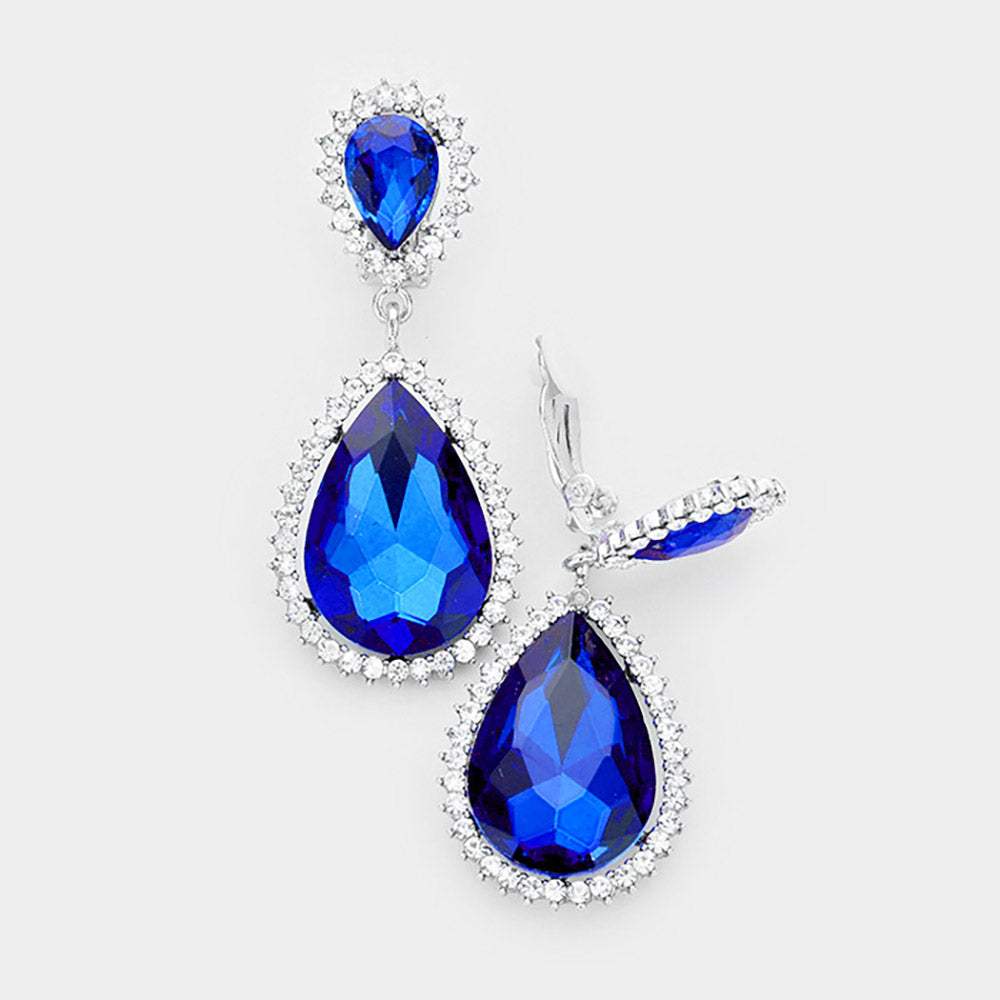 Crystal Pave Trim Teardrop clip on Earrings - Madeline Love - Flyclothing LLC