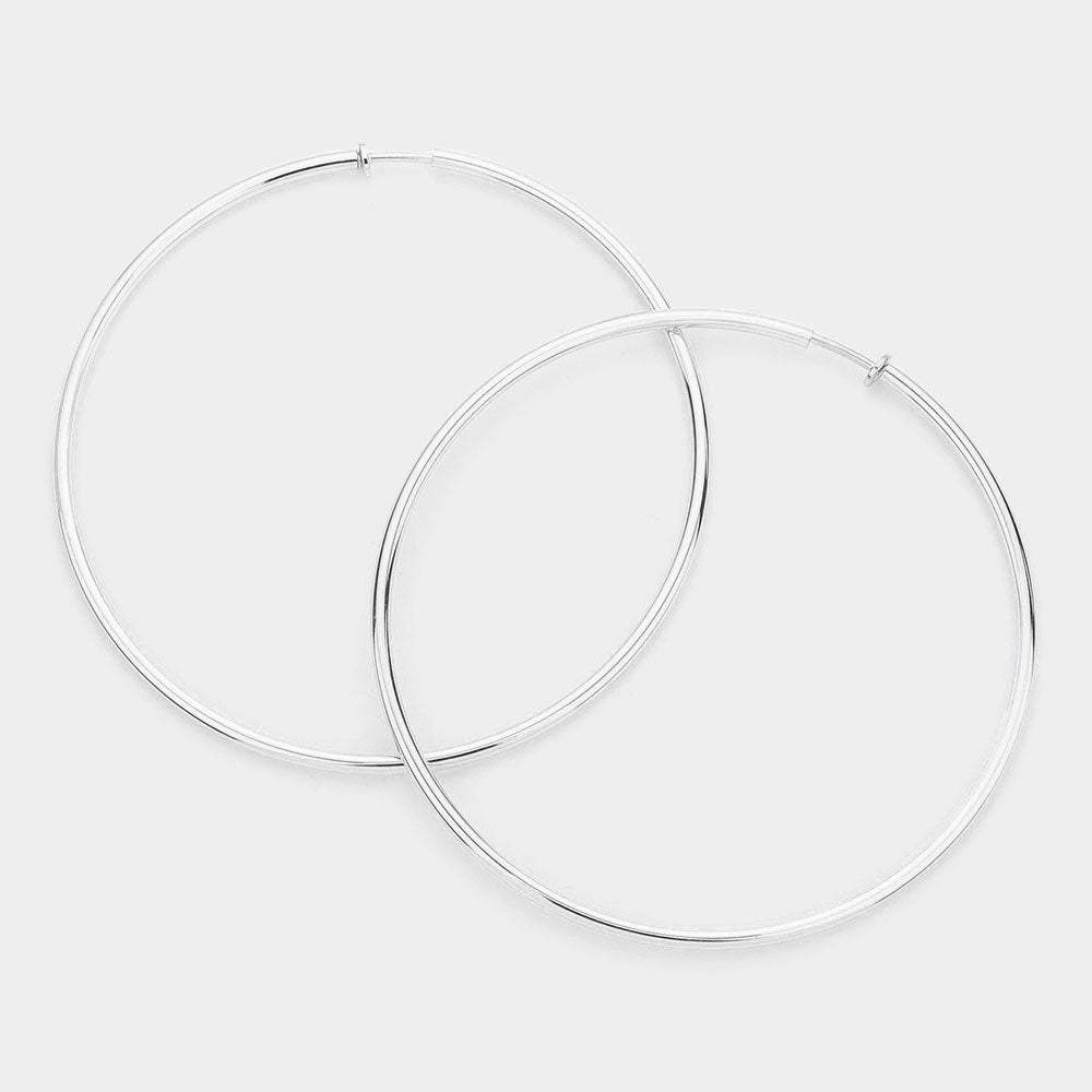 Extra Large Metal Hoop Clip On Earrings - Madeline Love - Flyclothing LLC