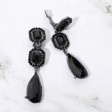 Square Halo Teardrop Stone Cluster Link Drop Evening Clip On Earrings - Madeline Love - Flyclothing LLC