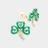 St Patricks Enamel Clover Clip On Earrings - Madeline Love - Flyclothing LLC