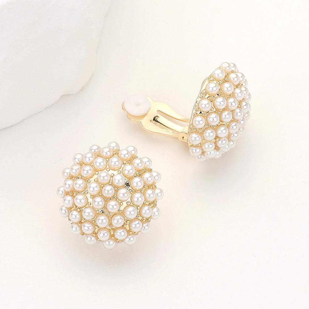 Pearl Stud Clip On Earrings - Madeline Love - Flyclothing LLC