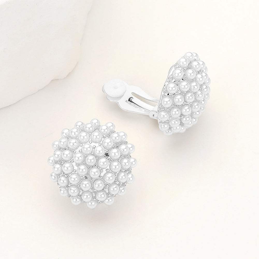 Pearl Stud Clip On Earrings - Madeline Love - Flyclothing LLC