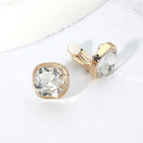 Square Cut Gem Evening Stud Clip On Earrings - Madeline Love - Flyclothing LLC
