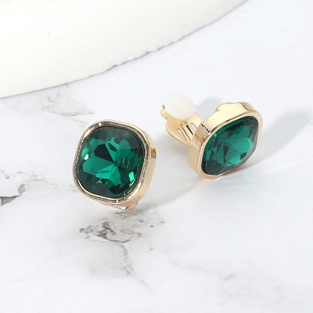 Square Cut Gem Evening Stud Clip On Earrings - Madeline Love - Flyclothing LLC