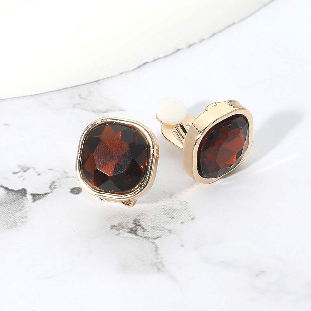 Square Cut Gem Evening Stud Clip On Earrings - Madeline Love - Flyclothing LLC