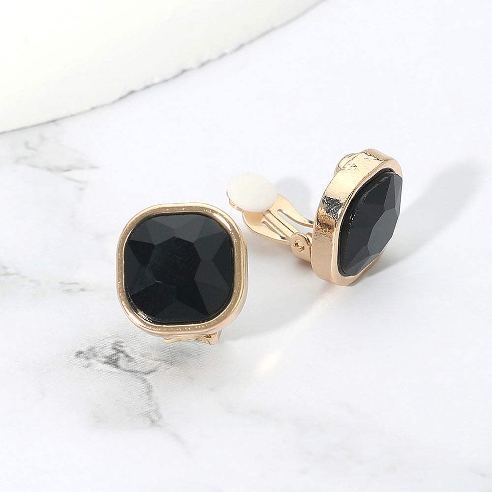 Square Cut Gem Evening Stud Clip On Earrings - Madeline Love - Flyclothing LLC