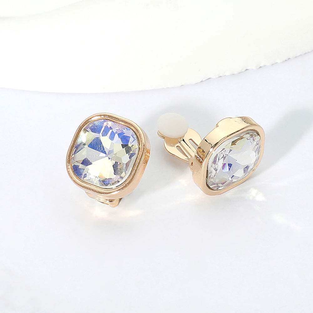 Square Cut Gem Evening Stud Clip On Earrings - Madeline Love - Flyclothing LLC