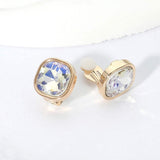 Square Cut Gem Evening Stud Clip On Earrings - Madeline Love - Flyclothing LLC