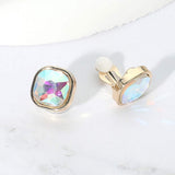 Square Cut Gem Evening Stud Clip On Earrings - Madeline Love - Flyclothing LLC