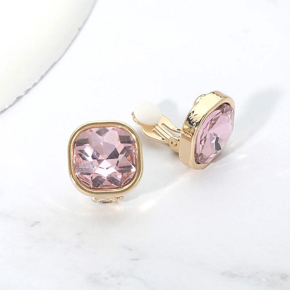 Square Cut Gem Evening Stud Clip On Earrings - Madeline Love - Flyclothing LLC