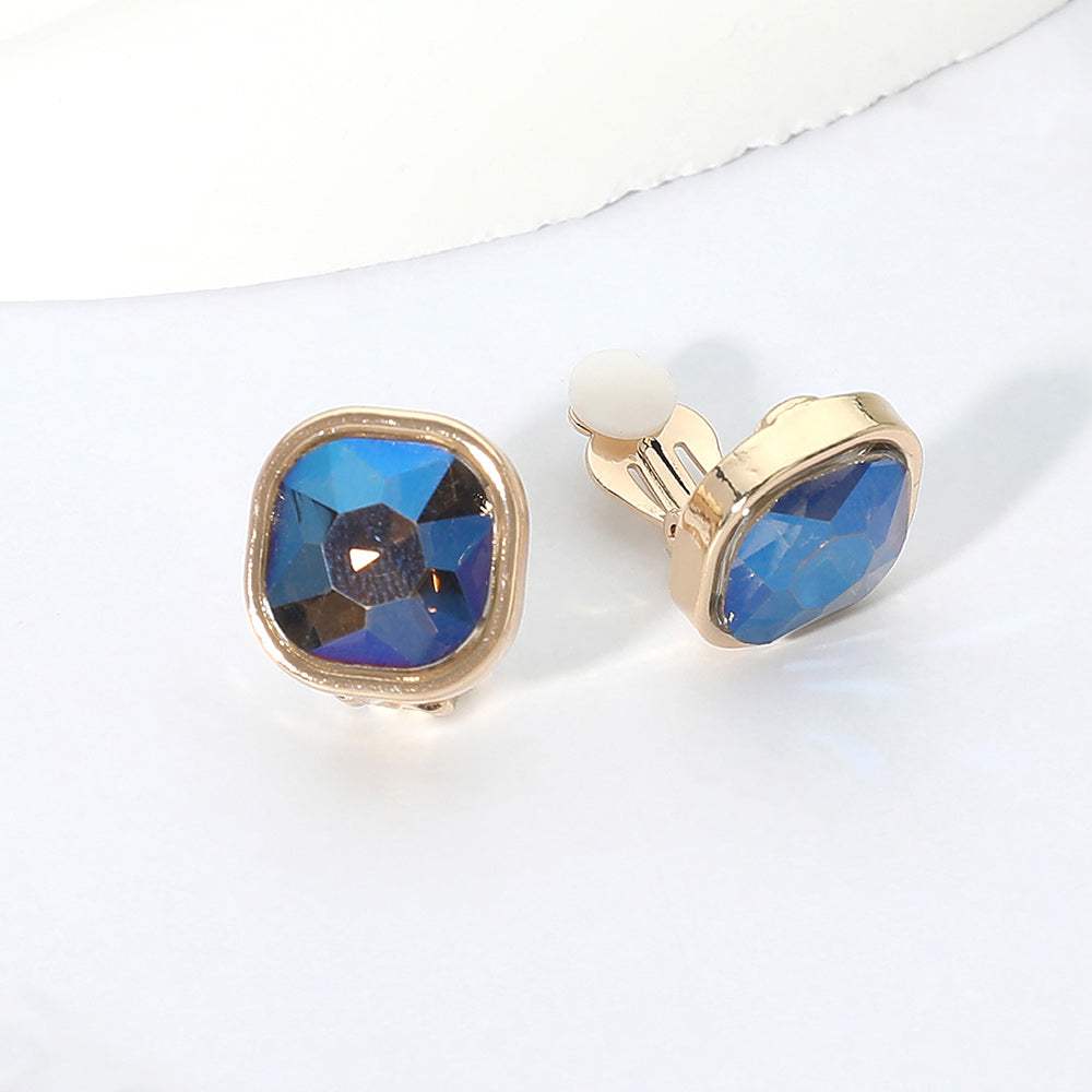 Square Cut Gem Evening Stud Clip On Earrings - Madeline Love - Flyclothing LLC