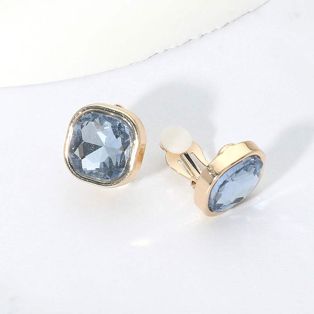 Square Cut Gem Evening Stud Clip On Earrings - Madeline Love - Flyclothing LLC